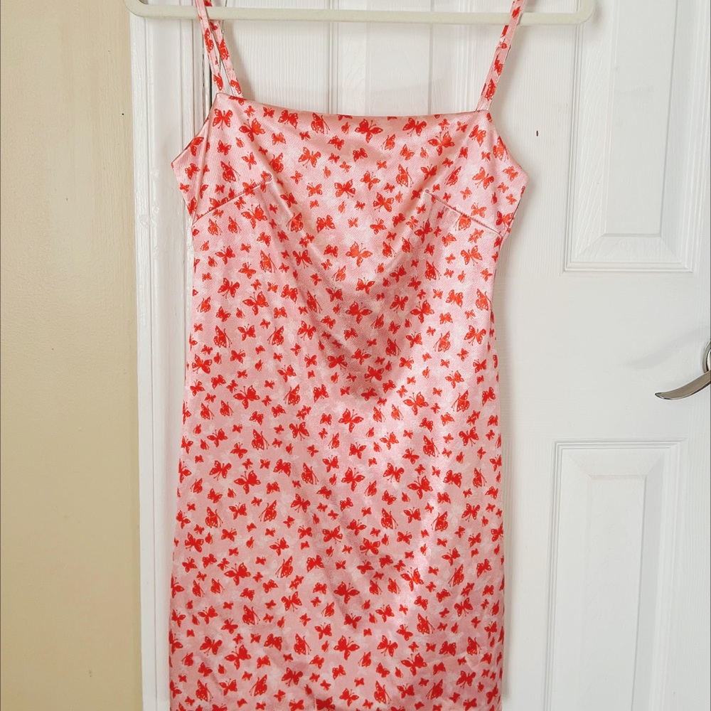 Silk Slip-On Butterfly Dress Urban Outfitters